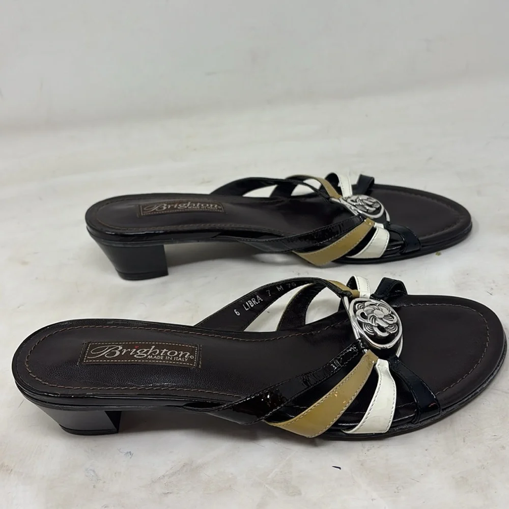 Brighton lebra leather slides with small heel - Picture 3 of 5